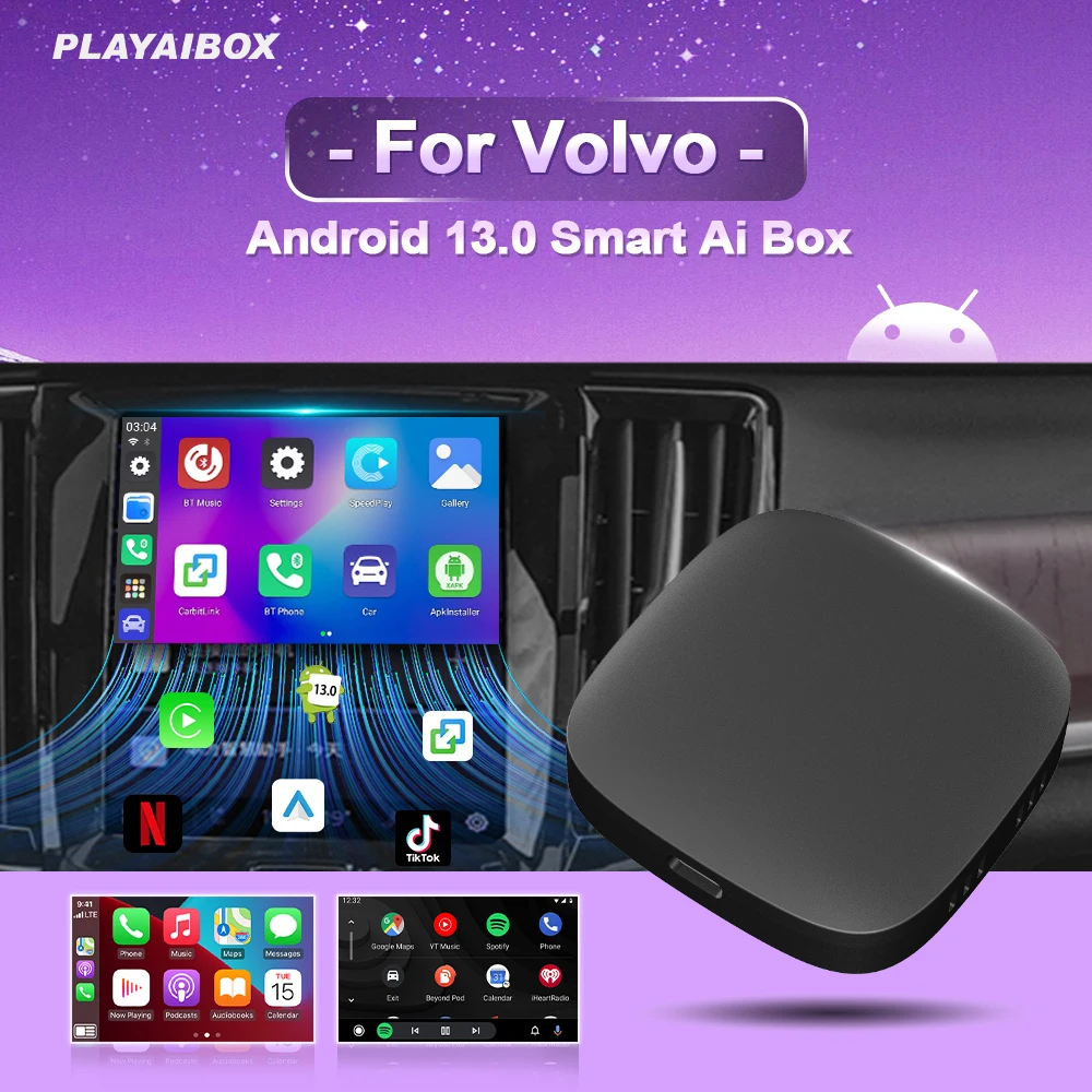 

Android 13 Carplay Ai Box Wireless Carplay Android Auto для Youtube Netflix для Volvo XC90 S90 V90 XC60 S60 V60 XC40 EX30 EX90