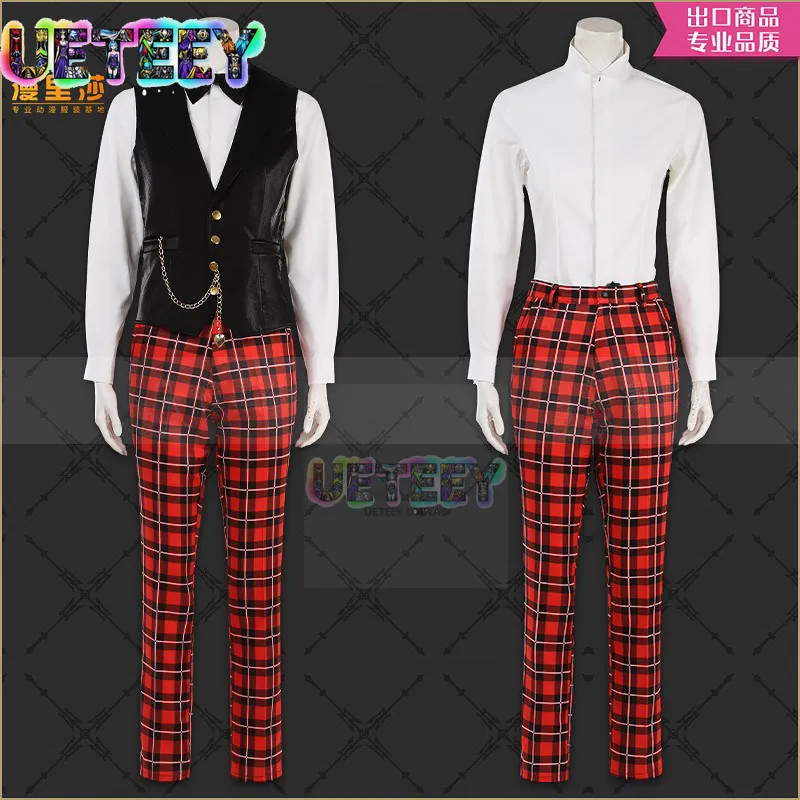 UETEEY COS Twisted Wonderland HEARTSLABYUL Dorm ACE Groom Plaid Suit Cosplay Costume Halloween Anime Costume Custom Size view 5