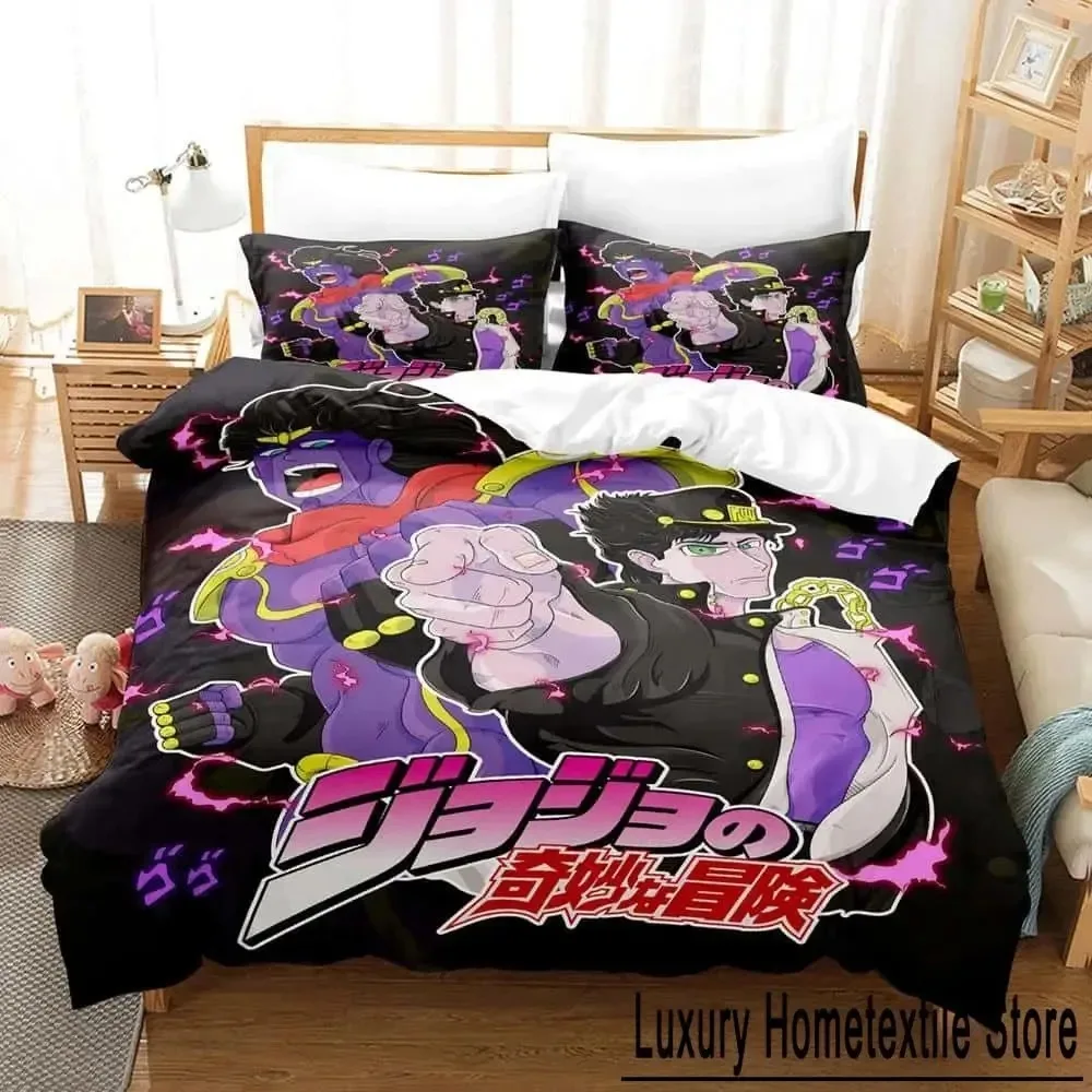 

Fashion 3D Printed Cartoons JoJo's Bizarre Adventure three-piece Bedding Set Adult Kid Bedroom Duvet cover Sets Home Textiles