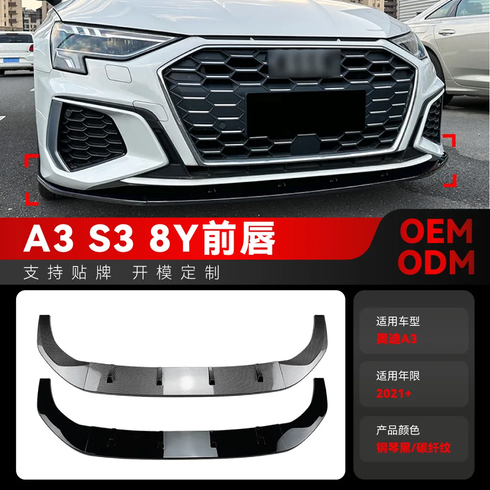 

Suitable for 2021+ Audi A3 S3 8Y front bumper, front shovel, front lip, front corner wrap, front bumper, exterior trim, cross-bo