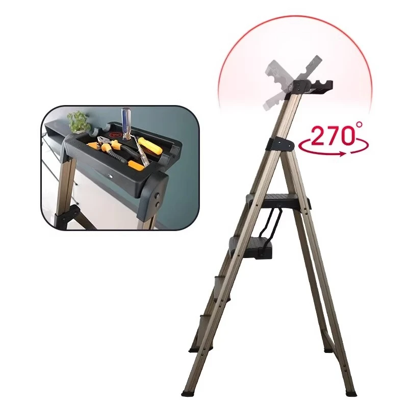 Household folding ladder Thickened aluminum alloy herringbone ladder Three steps Four steps Indoor portable escalator
