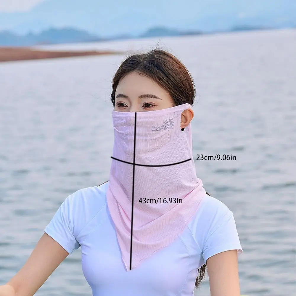 Mask Sun Protection Solid Color Outdoor Face Shield Ice Silk Womne Neckline Mask Men Fishing Face Mask Summer Sunscreen Mask