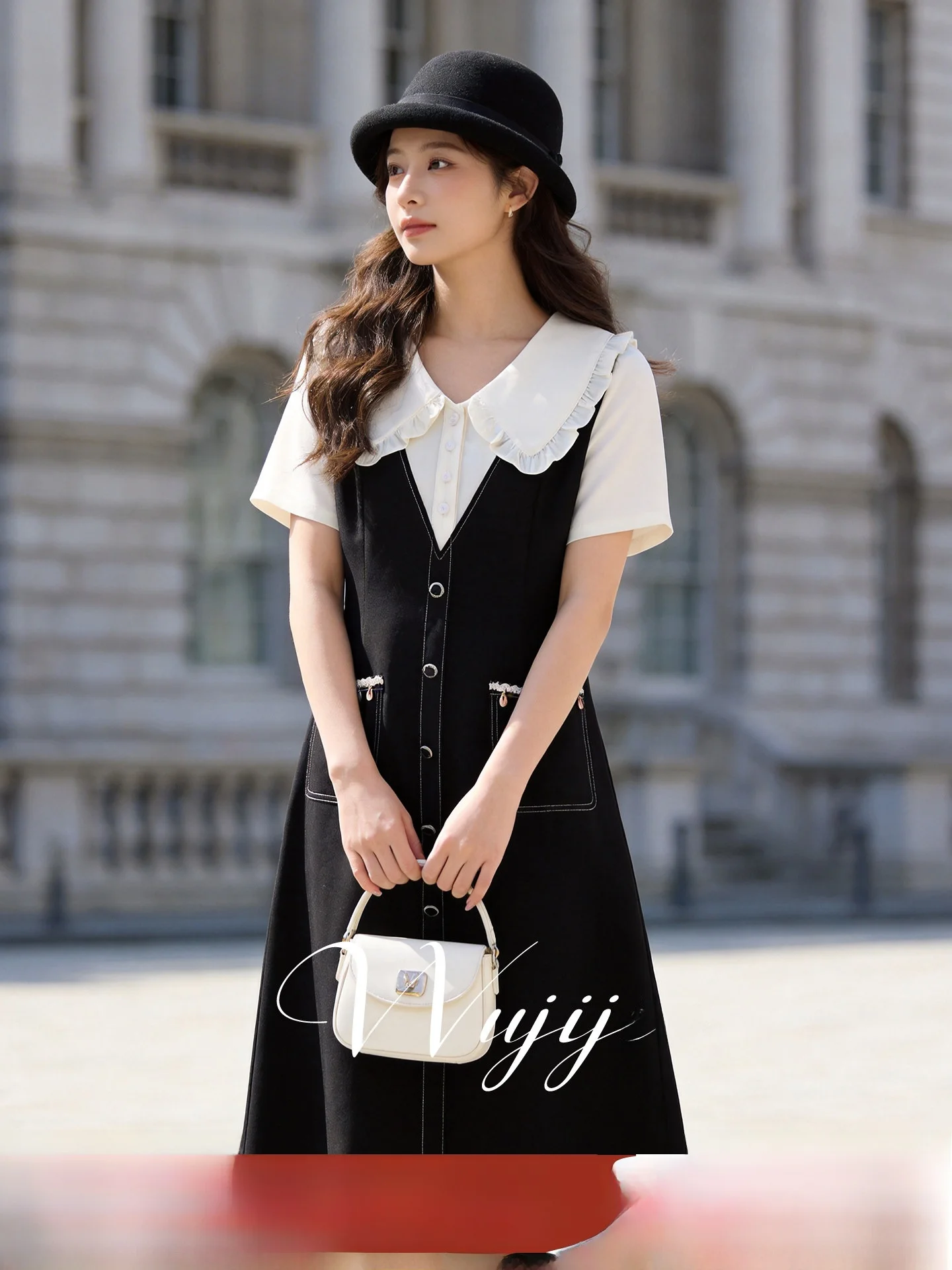 

Slimming plus Size Dress Women's Fashionable Summer New Style Doll Collar College Style Anti-aging Dress Commute Style Standa...