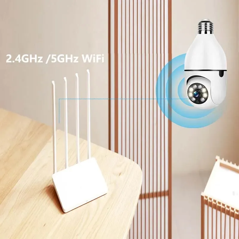 Tuya E27 5G WiFi 2K 3MP Bulb Camera Surveillance Camera Night Vision Full Color Automatic Human Tracking Baby Pet Monitor Camera