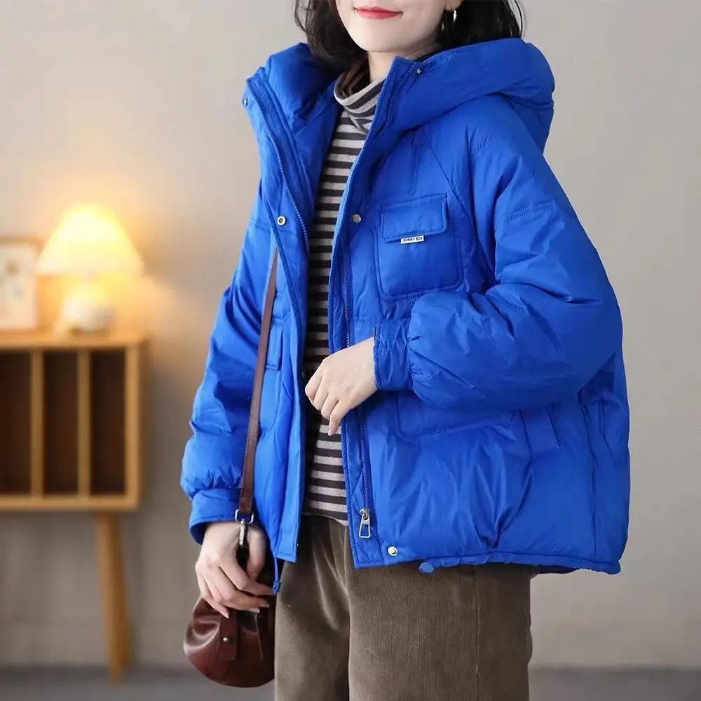 Women's Winter Thickened Warm Jacket Fashion Korean Short Loose Solid Parker Down Cotton Jacket Coat Women's