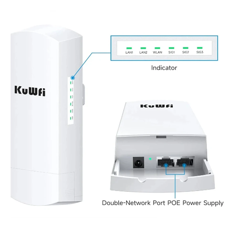 Imagem -05 - Kuwfi-ponte Wi-fi sem Fio Cpe ao ar Livre Amplificador de Sinal Modo Repetidor ap Ponto a Ponto até 13km 5.8g 300mbps