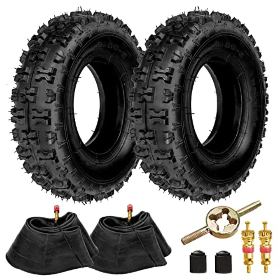 

4.10-6 4.10/3.50-6 Tire and Inner Tube with TR87 Bent Valve Stem for Lawn Mower Snow Blower Wheelbarrow Lawn Tractor Rototiller