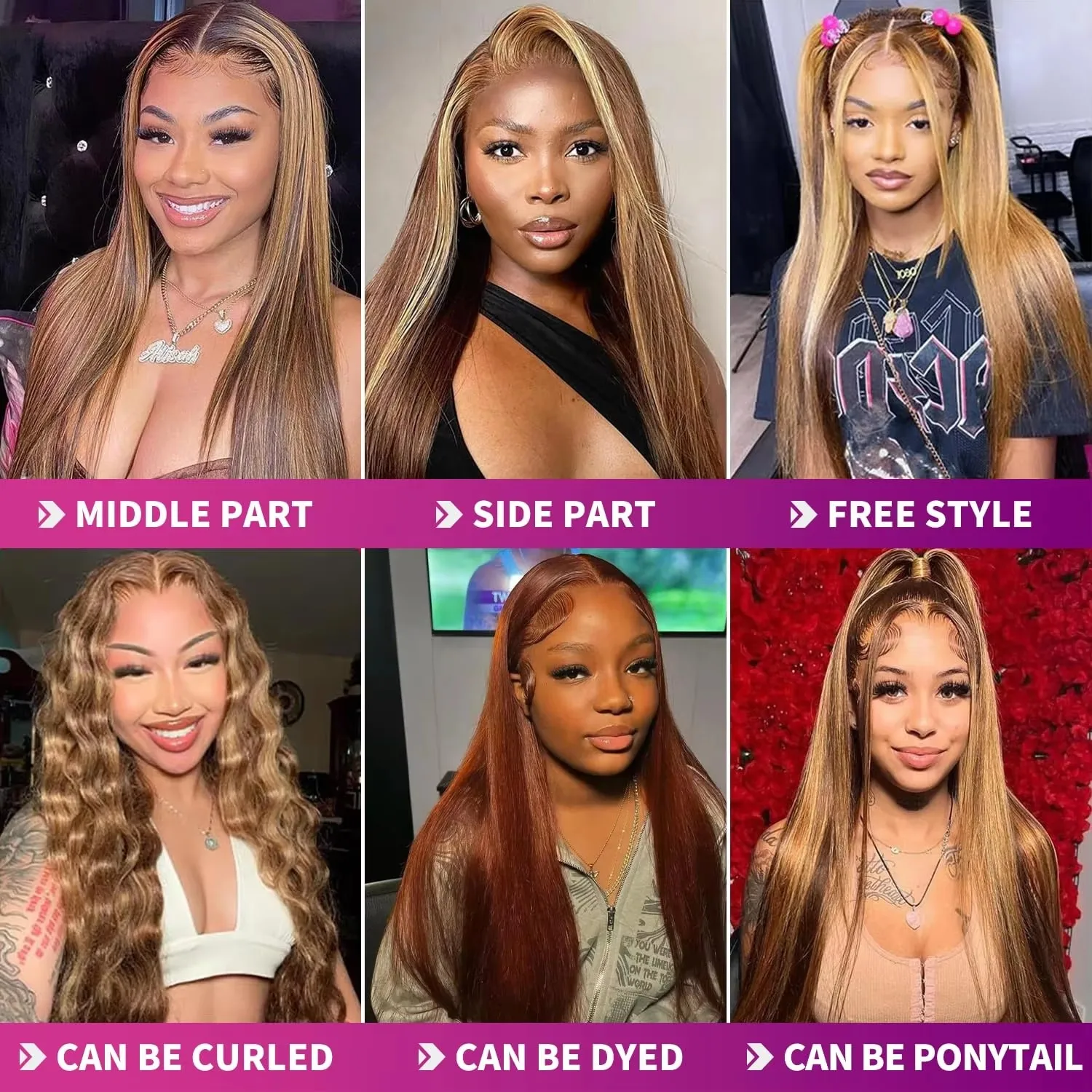 13x4 Hd Highlight Wigs Colored Lace Front Human Hair Wigs For Women Honey Blonde Straight Hd Lace Frontal Wigs Human Hair - Image 6