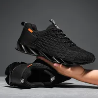 Men's Breathable Running Shoes Large Size Mesh Upper Casual Sports Sneakers Comfortable Fish Scale Blade Spring Summer Trendy Fo