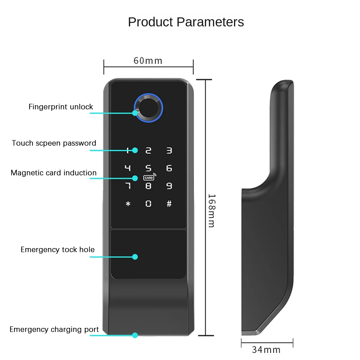 

Y45A-Waterproof Tuya Wifi Smart Door Lock Digital Password Double Fingerprint Electronic Rim Lock For Outdoor Iron Gate Door