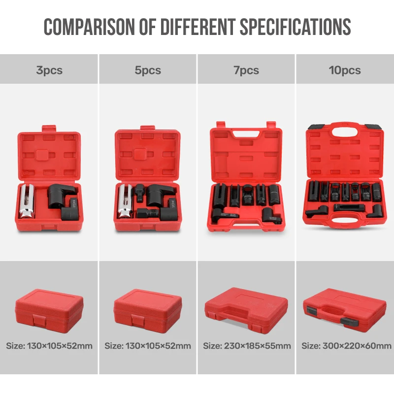 APOLLO 3/5/7/10PC Uniwersalny Zestaw Kluczy Nasadowych do Czujników Tlenu Lambda O2, Narzędzie do Demontażu i Montażu, Zestaw do Usuwania Czujników Tlenu