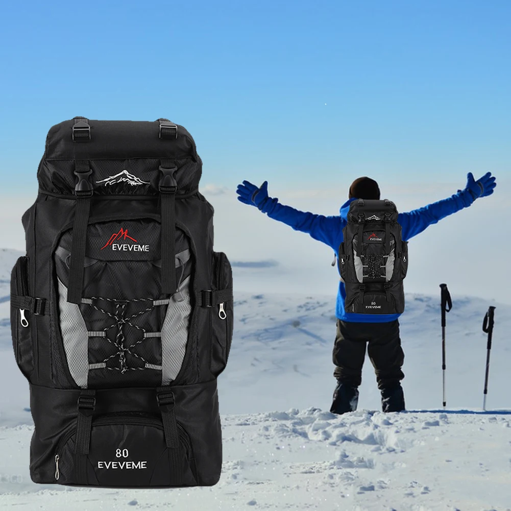 80L Mountaineering Backpack Large Capacity Travel Backpack Adjustable Strap Mountain Climbing Rucksack Travel Accessories