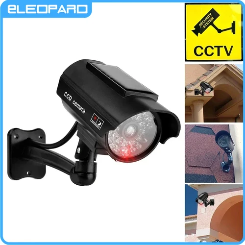 Cámara falsa Eleopard Solart, cámara de vigilancia CCTV de seguridad impermeable simulada con luz Led roja intermitente para exteriores e interiores