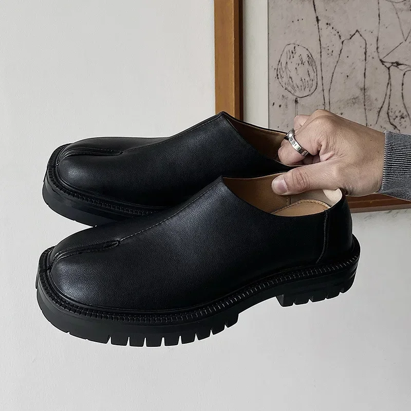 Chmury tabi babouches loafer flache schuhe für frauen und männer paar schuh split toe echtes leder schwarz wohnungen