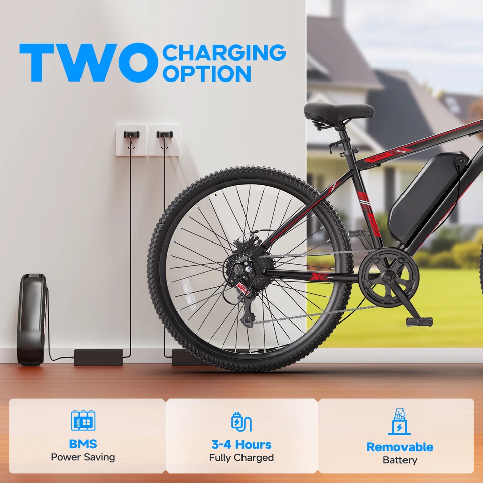 QNUT Victor 1000W Peak Motor Electric Bike for Adults,26 Inch Mountain Ebike,36V 7.8Ah Removable Battery,20MPH Adult Electric Bicycle,US Warehouse Fast Shipping image 11