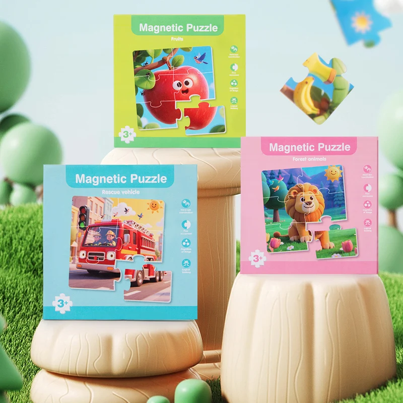 Quebra-cabeças magnéticos jogos para crianças ocupado silencioso dos desenhos animados tráfego animal quebra-cabeça livro montessori brinquedos educativos presentes precoces das crianças