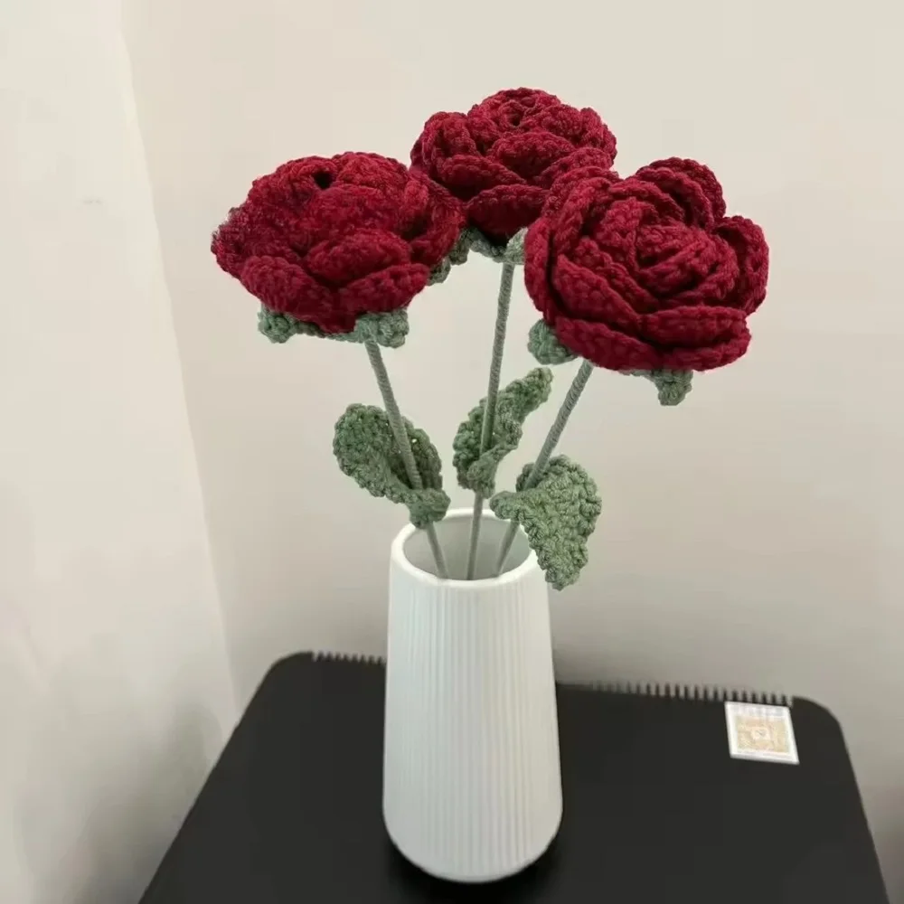 

Modern Elegant Artificial Flowers Home Decoration Table Knitted Rose Wedding Art Valentine's Day WEDDING Wedding & Engagement