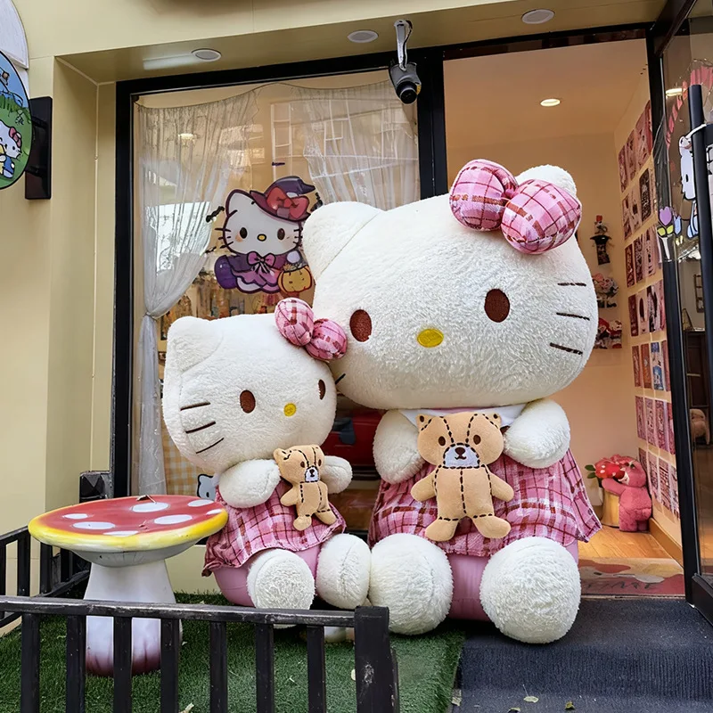 Kawaii sanrio brinquedo de pelúcia dos desenhos animados olá kitty boneca de pelúcia crianças presente de aniversário para crianças brinquedo macio atacado bonito kawaii pelúcia