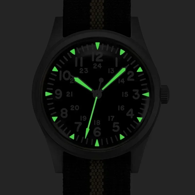 RDUNAE RA03 G10 34.5mm Retro Military Watch 316L Stainless Steel K1 Mineral Glass Luminous Sports Quartz Men Pilot Watch Men