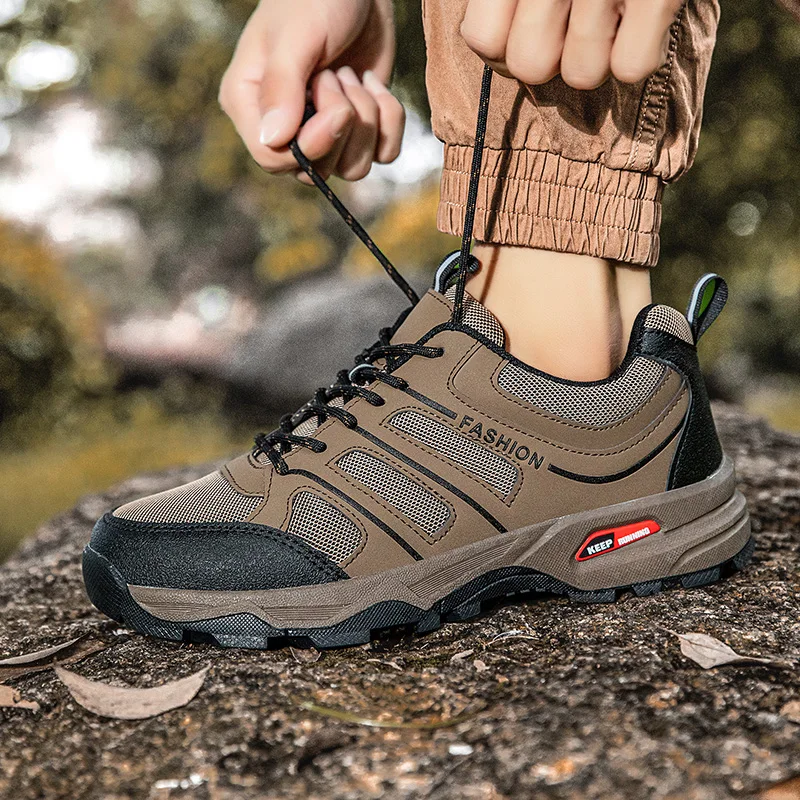 

Уличная походная обувь, мужская противоскользящая спортивная обувь с низким берцем, мужская удобная мягкая дышащая повседневная обувь на шнуровке с низким берцем, мужская обувь