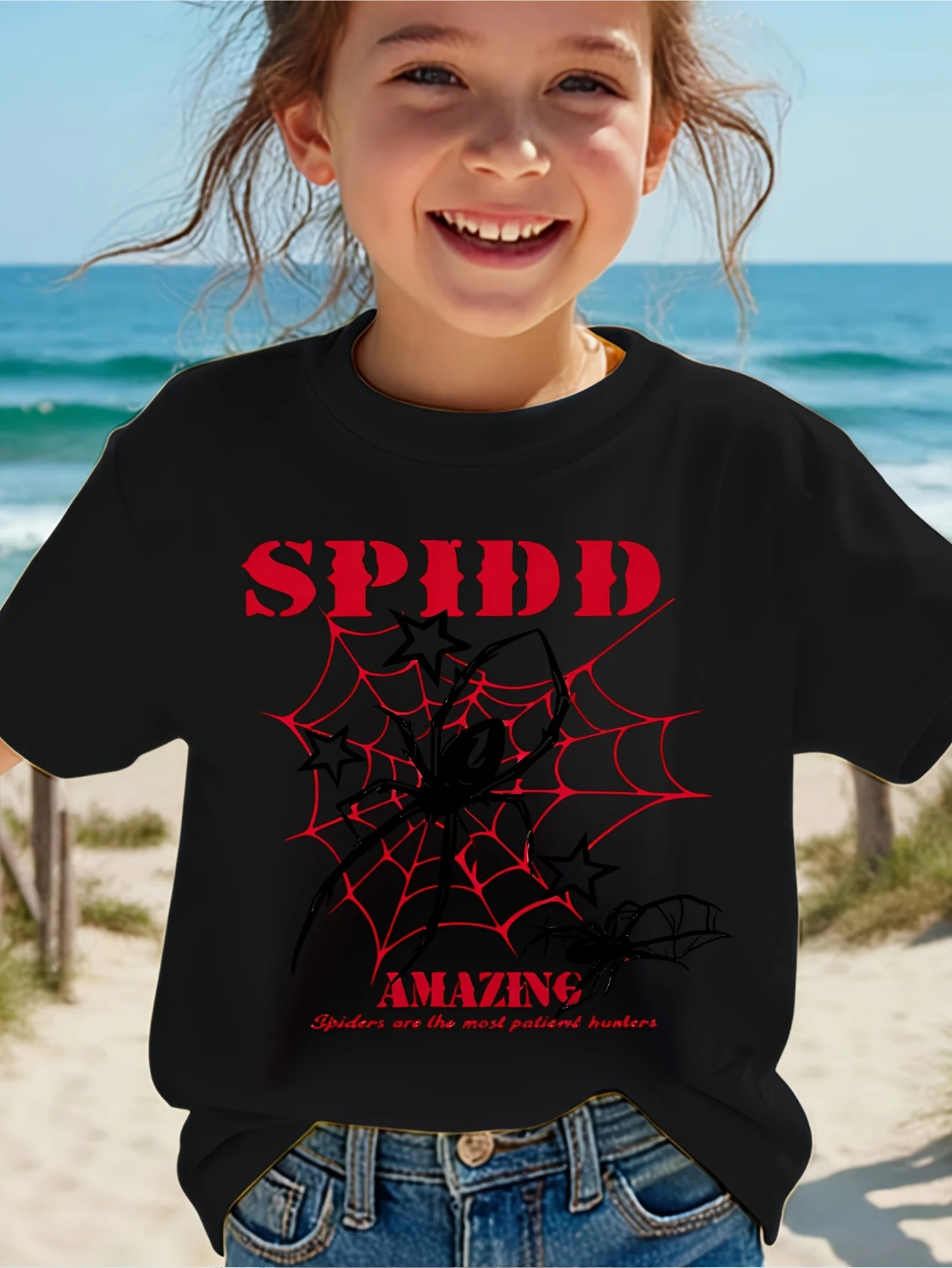 Cute Spider Web Star Retro Text Quote Graphic Family Matching T Shirt Boys Girls Short Sleeve Tees Parent Kid Summer Tops