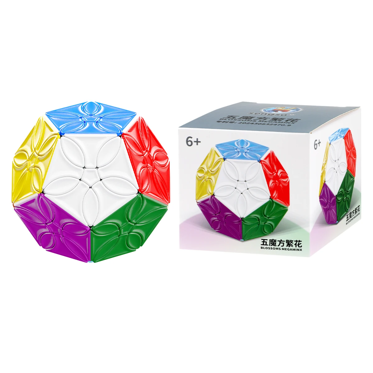 SengSou Blossoms Megaminx Kubus Kecepatan ShengShou Mainan Puzzle Kubus Ajaib Profesional Tanpa Stiker Hadiah Anak-anak
