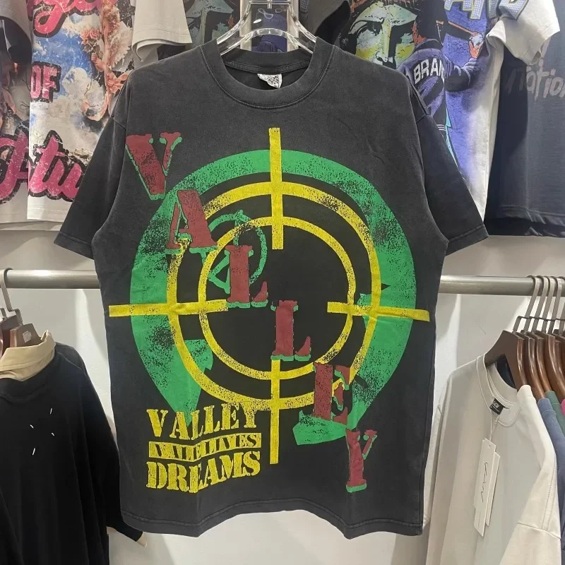 

Harajuku хорошее качество VALE VALLEY Radar Dreams ФУТБОЛКА Модные потертые футболки для мужчин и женщин Летний стиль Винтажная футболка
