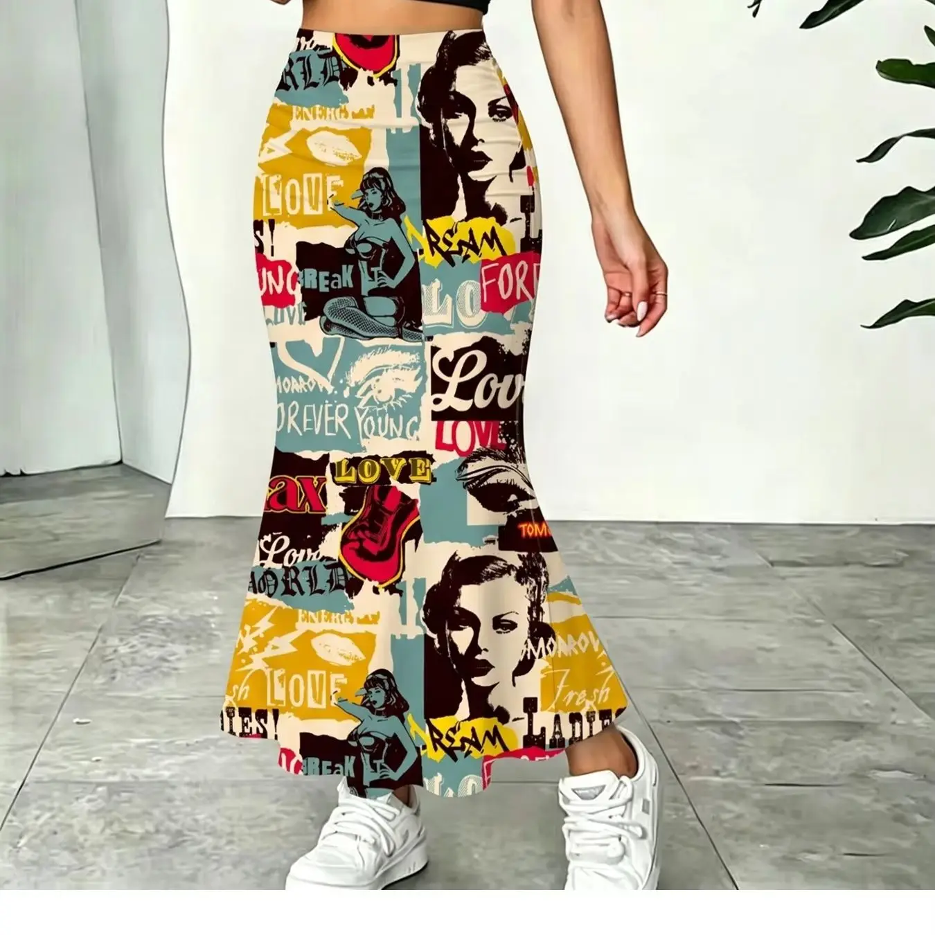 Women Pink White Polka Dot Fishtail Midi Skirt Pleated Wrap High Waist Casual Elegant Party Trendy Summer Streetwear Fashionable