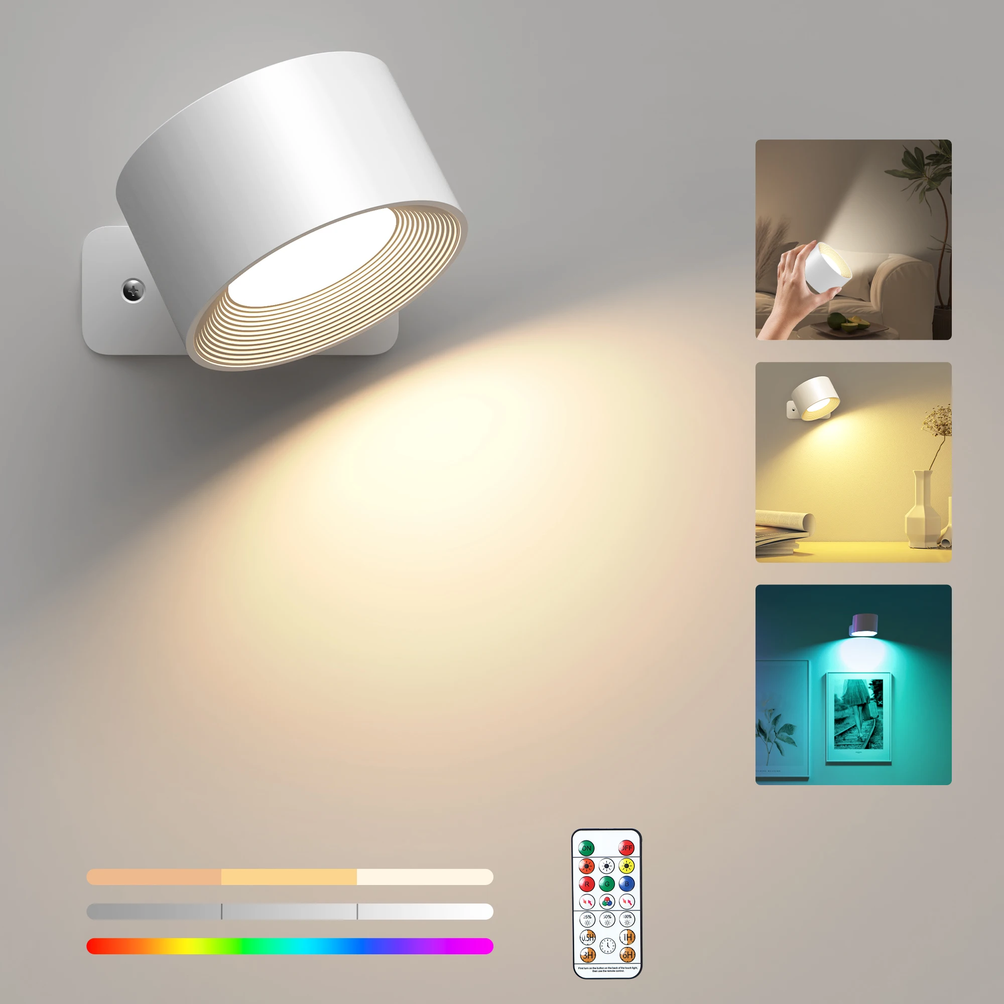 Magnetic Cabinet Lights, Battery Operated 360° RotatableTouch Control Wall Lamps, Reading Lights For Bedroom Dorm RoomBedside