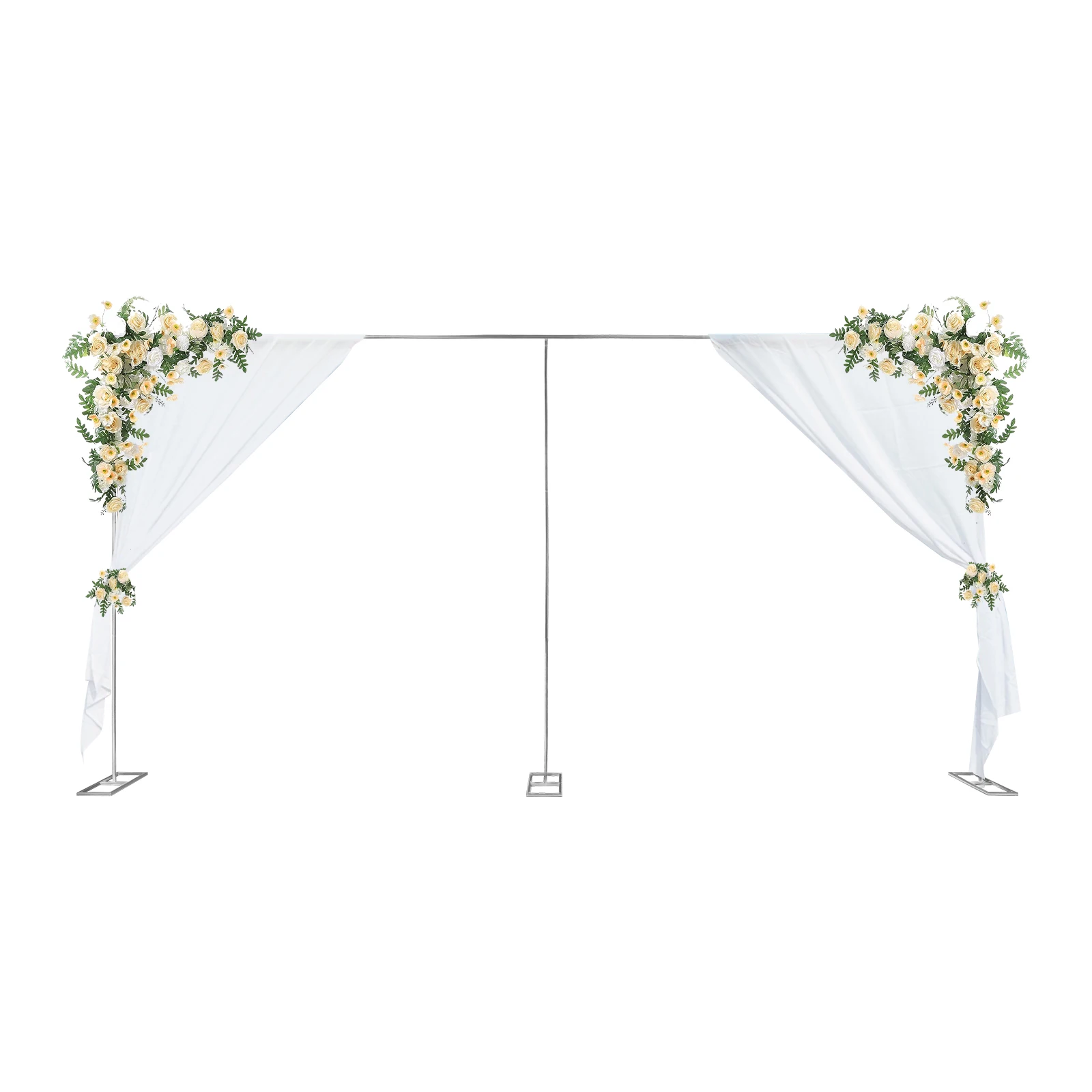 10x20ft Photography Backdrop Curtain Frame Wedding Party Backdrop Stand Pipe Kit Heavy Duty Background Support System Silver