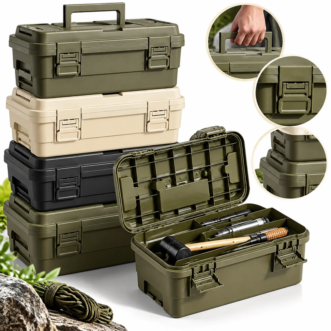 Heavy Duty Plastic Tool Box Thickened Layering Toolbox For Hardware Gardening Painting Car Mount Storage Use