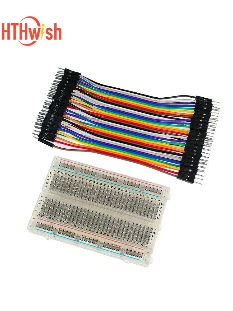 1pc 400-Point Mini Breadboard Kit Transparent 10cm Male to Male DuPont Jumper Wires Set Solderless Prototype Practice Board