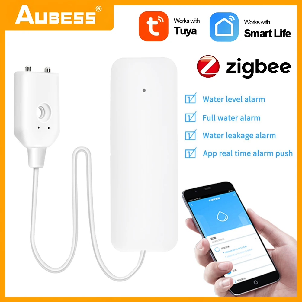 zigbee tuya detector de vazamento de agua sensor de inundacao tanque de agua alarme de ligacao de agua completa vida inteligente app remoto home security monitoring 01