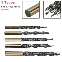 5Pcs HSS Cobalt Coated Twist Step Drill Bits 8-4/9-5/10-5/10-6/12-8mm Woodworking Tool For Manual Pocket Hole Jig