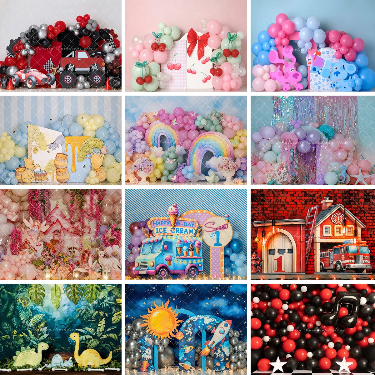 

Birthday Party Backgrounds Cake Smash Kids Adult Photogrpahy Child Baby Photocall Props Balloon Decoration Photo Studio Backdrop