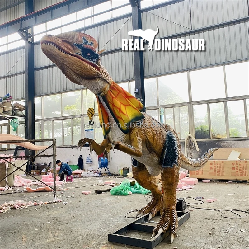 Indoor 3D Animatronic Dilophosaurus Realistic Robot Dinosaur Model for Kids