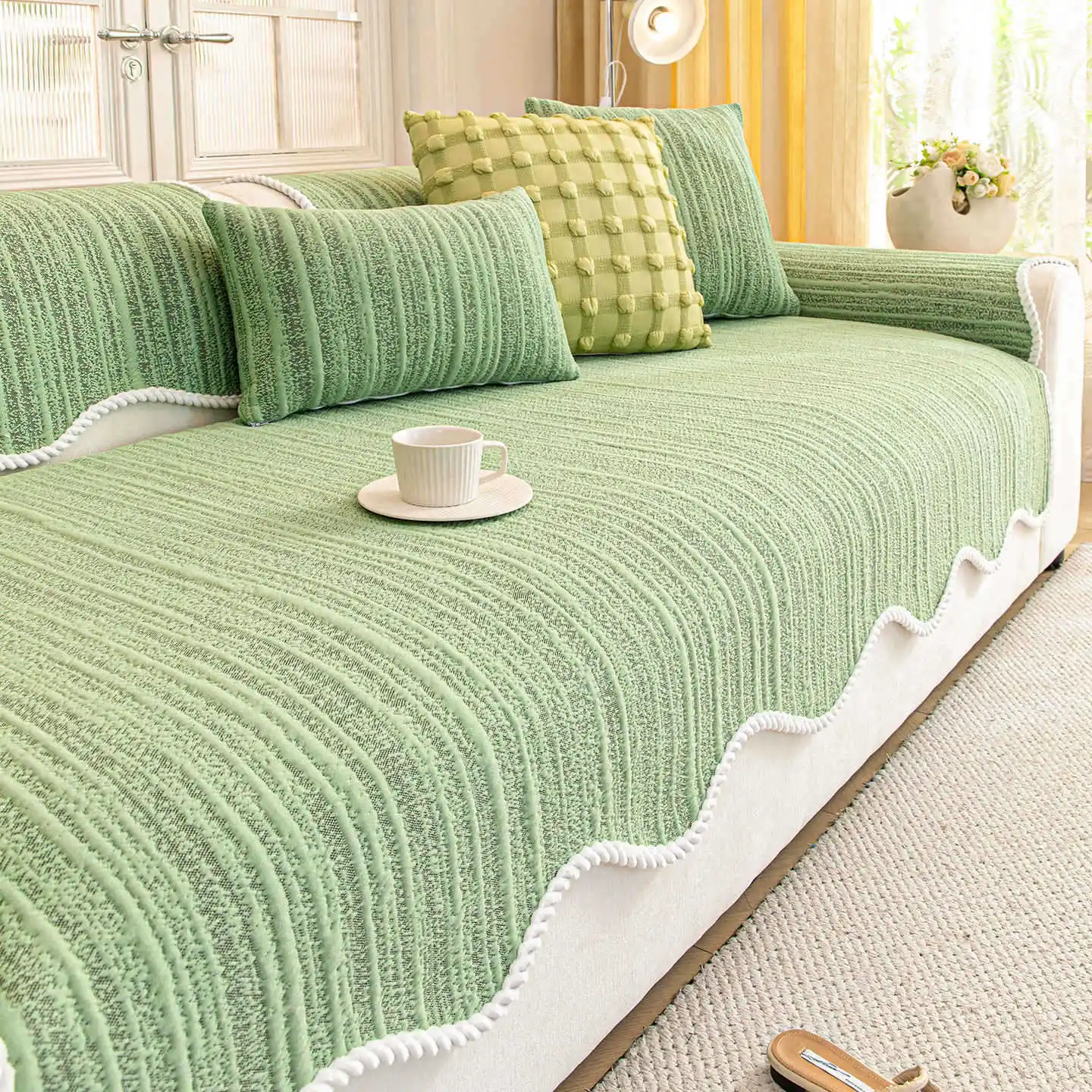2026 New Cream Style Sofa Cushion Universal Four Seasons Non Slip Seat Pad High Grade Irregular Sofa Cover Mat For Autumn Winter