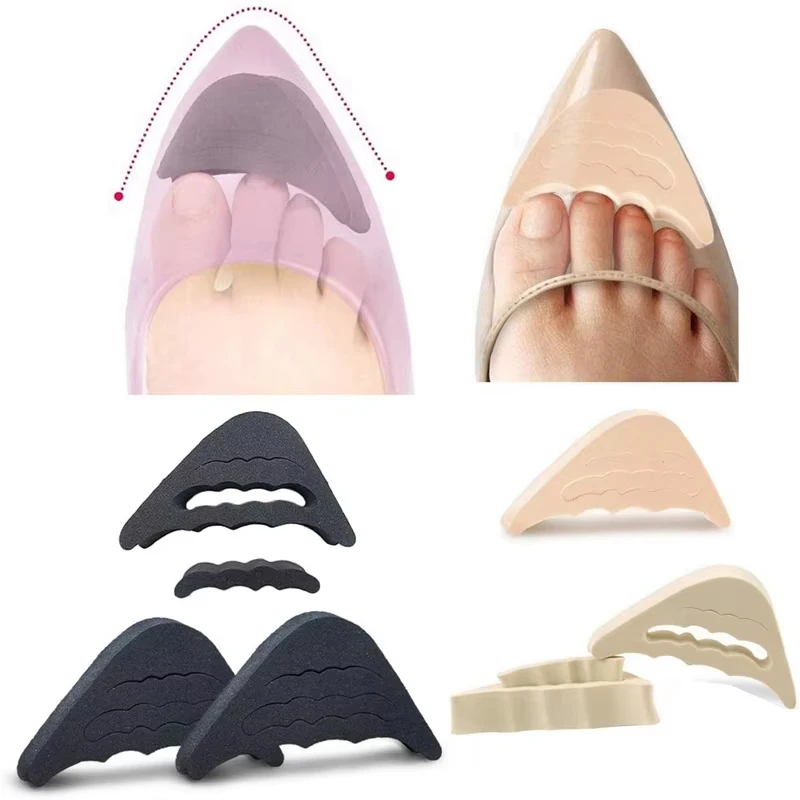 1Pair Toe Plug Soft Half Insoles Reusable Toe Sponge Filler Inserts for Shoes Adjustable Too Big Foot Brace Pads Shoe Inserts