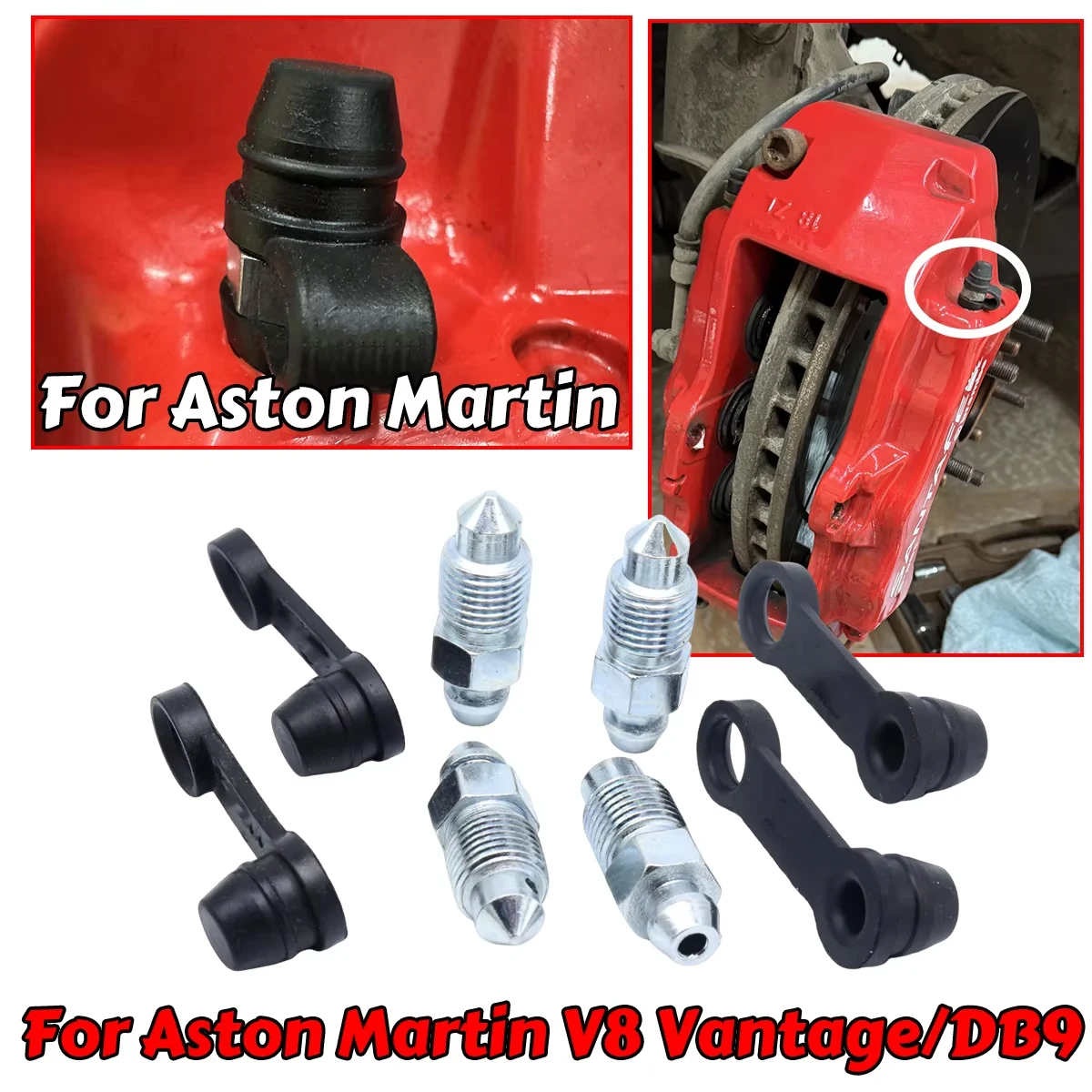 

4/8pcs Front Left Right Bleeder Valves and Rubber Dust Caps Caliper Bleed Nipple Screw For Aston Martin Vantage V8 DB9 2004-2012