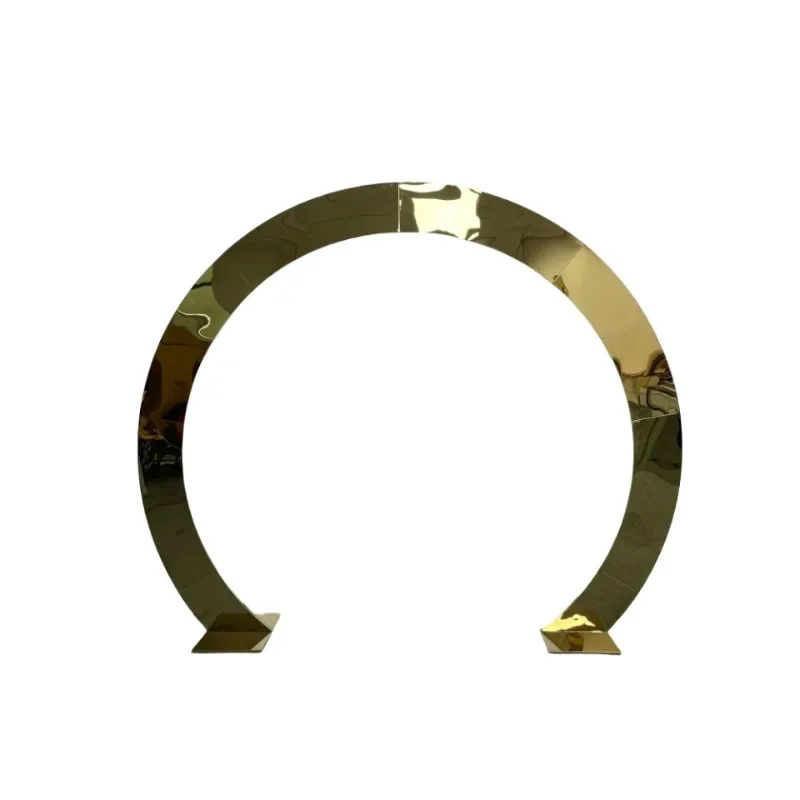

Wedding wrought iron shelf, golden stainless steel arch, semi-circular balloon decoration wedding props