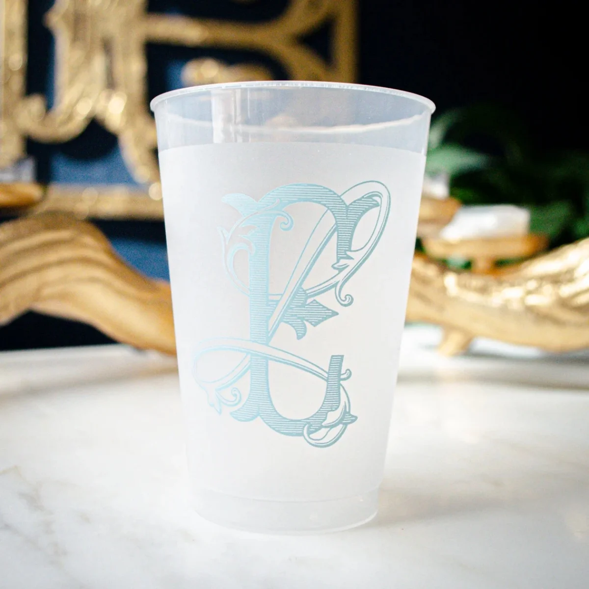 

10pcs Custom Monogram Wedding Cups, Duogram Cups, Vintage Monogram Cups, Custom Frost-Flex Cups, Cocktail Hour, Engagement Party