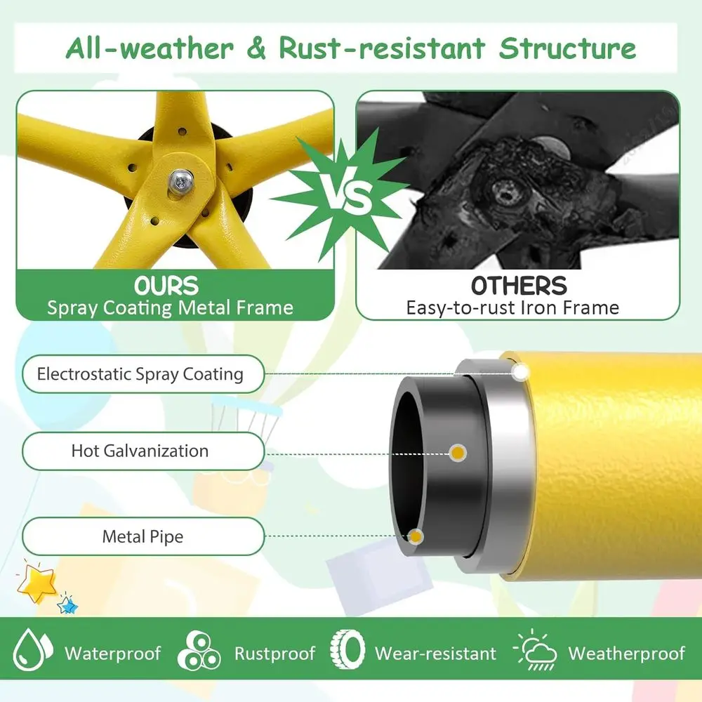Kopuła wspinaczkowa 3 m z huśtawką, ulepszona drabinka dla małych dzieci do ogrodu, zabawki do wspinaczki na zewnątrz, wyposażenie placu zabaw dla maluchów