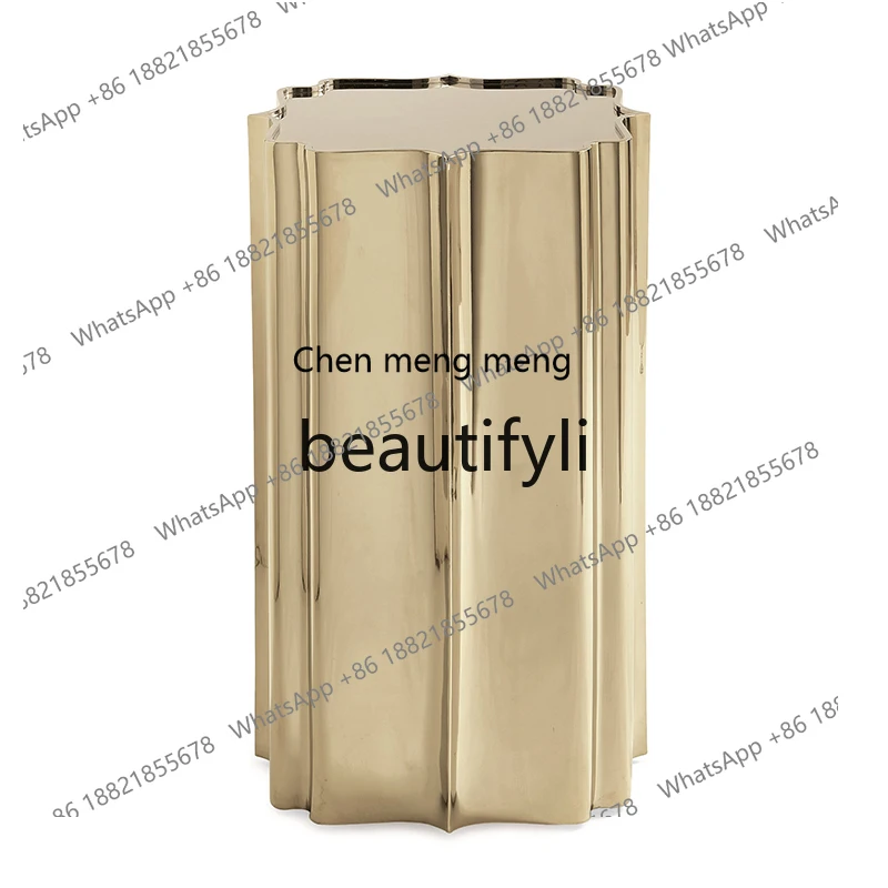 

Light luxury golden sand corner table, living room sofa edge, stainless steel metal moving corner, modern creative side table H