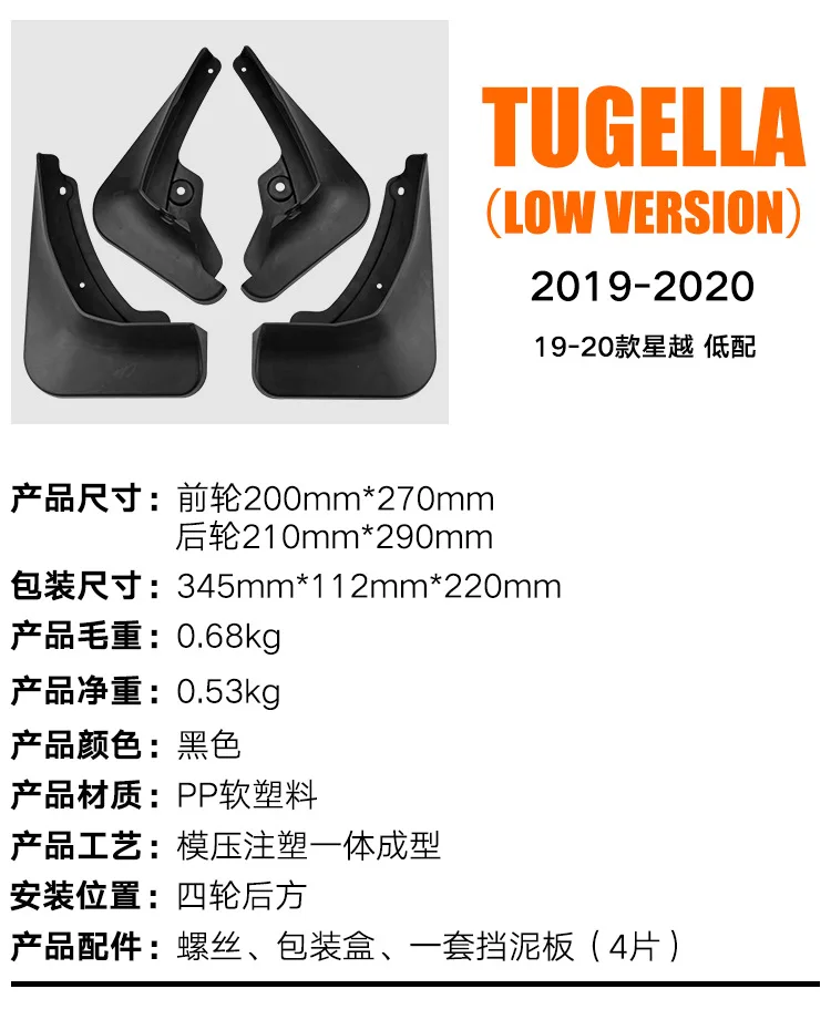 Suitable for Geely Xingyue Tugella 2019-2020 low-end foreign trade cross-border car tire fender leather