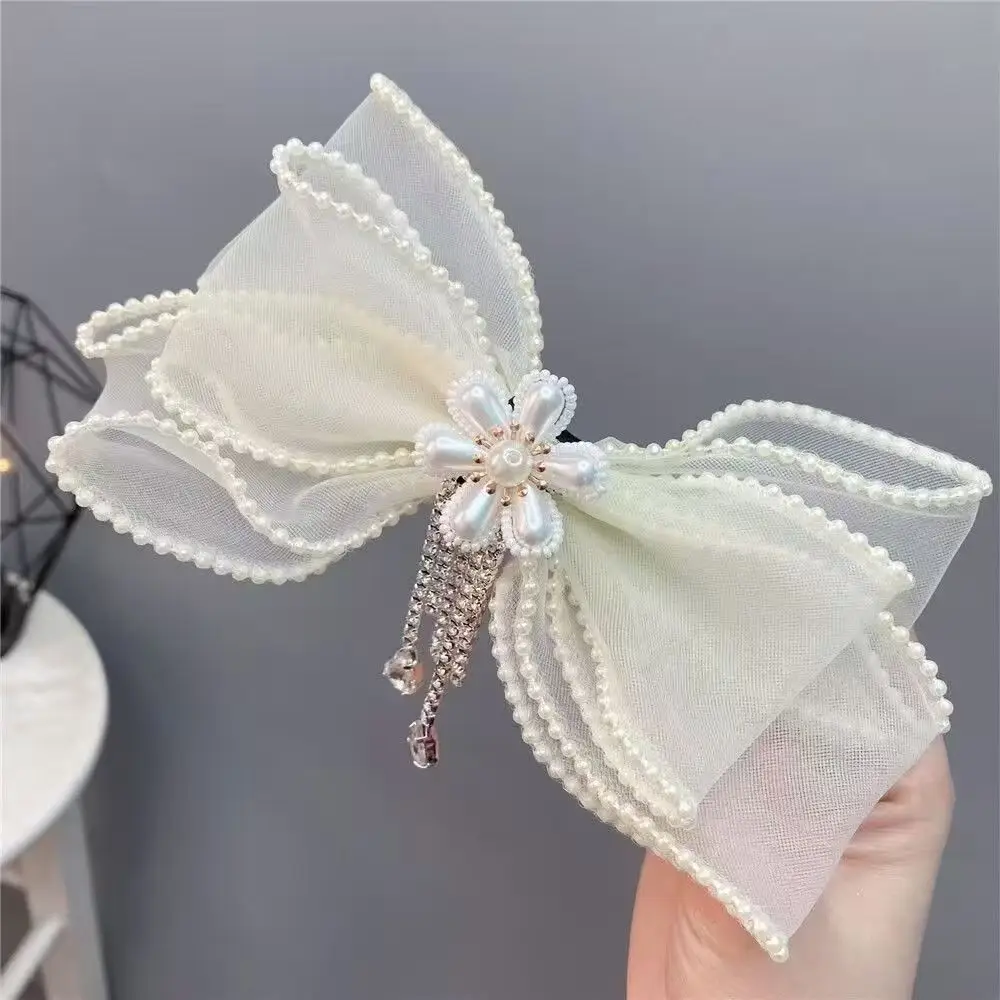 Nowe kobiety orchidea frędzle Rhinestone biżuteria spinka do włosów damskie dziewczyny koronki szpilki do włosów kucyk warkocz damski wykwintne nakrycie głowy — zdjęcie 5
