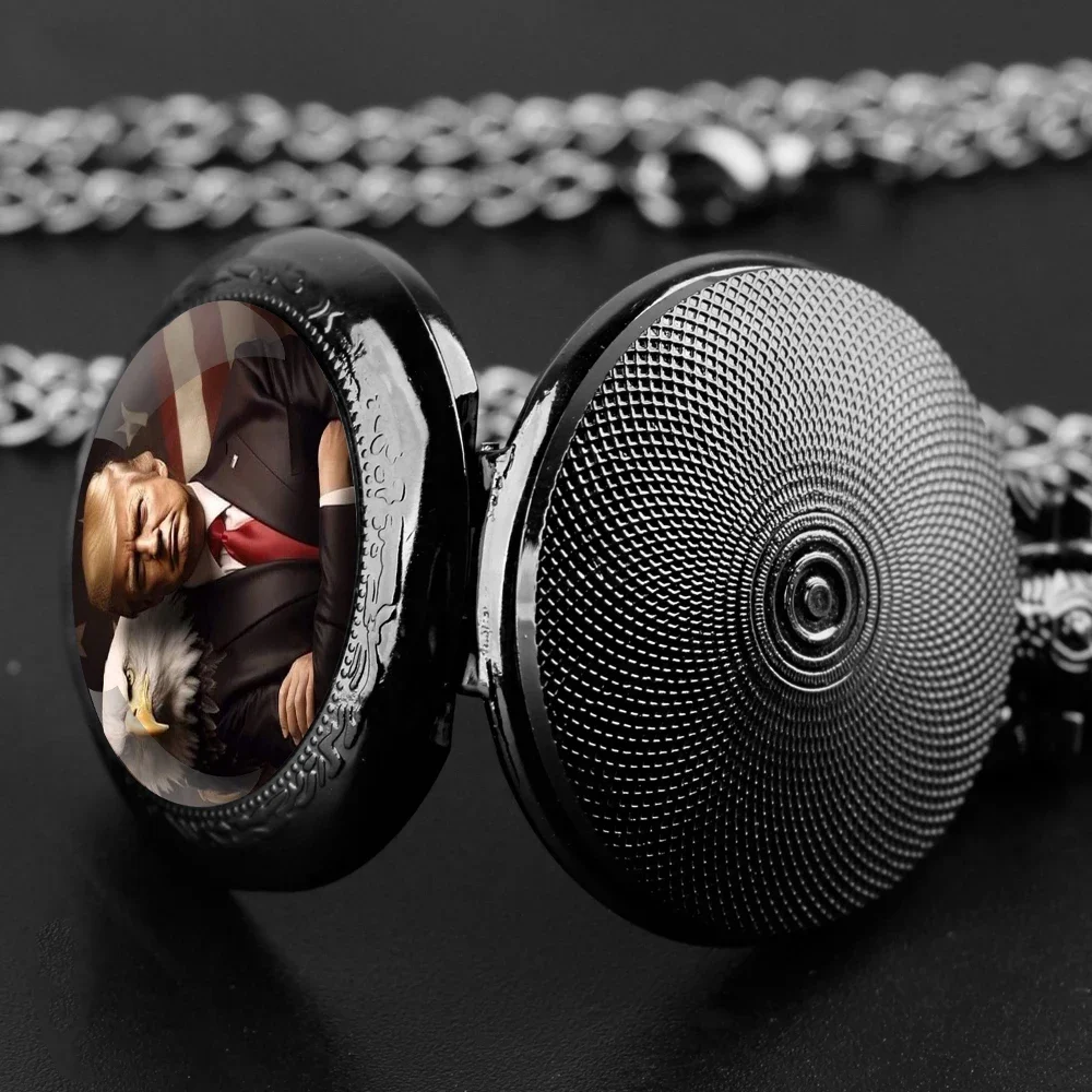 Trump Victory 2024 ออกแบบแก้วโดมนาฬิกาพ็อกเก็ตวินเทจสําหรับสตรีและผู้ชายที่ไม่ซ้ํากันสร้อยคอจี้นาฬิกานาฬิกาของขวัญ