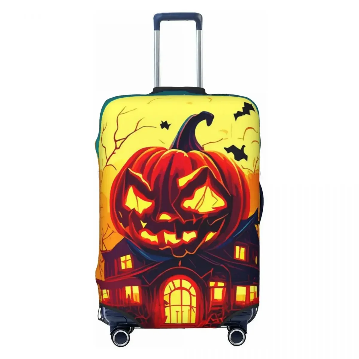 Bats And Pumpkins Suitcase Cover Halloween Night Business Holiday Elastic Luggage Accesories Protector