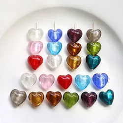 12mm /20mm Heart Gold Sand Handmade Lampwork Glass Love Pendant Bead For Jewelry Making Diy Crafts earring bracelet Accessorise