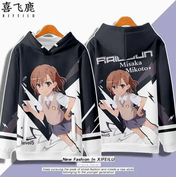 

Anime Toaru Kagaku No Railgun Misaka Mikoto Hooded Hoodie Cosplay Autumn Winter Men Women Coat Loose Jacket Tops anime