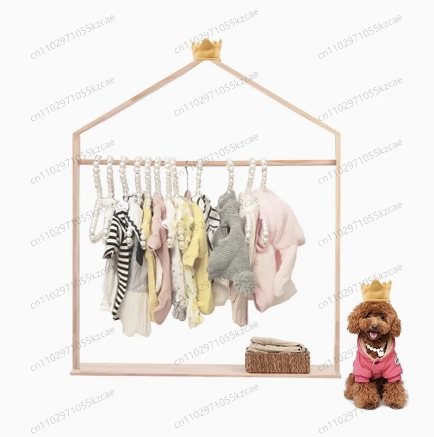 

Вешалка для домашних животных Интернет-знаменитость вешалка для одежды для собак вешалка для одежды шкаф из цельного дерева стеллаж для хранения маленькое пальто кошка тип пола